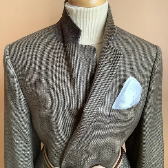 VINTAGE Neutral Italian Cashmere Tweed Oversized Blazer - Picture 5 of 16
